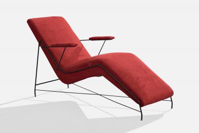 Brazilian Designer Chaise Longue with Iron and Fabric Brazil 1950s