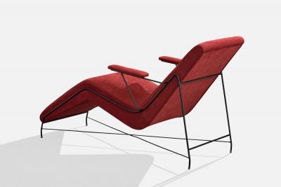 Brazilian Designer Chaise Longue with Iron and Fabric Brazil 1950s