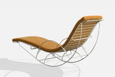 Brazilian Designer Chaise Longue with Iron and Velvet Brazil 1970s