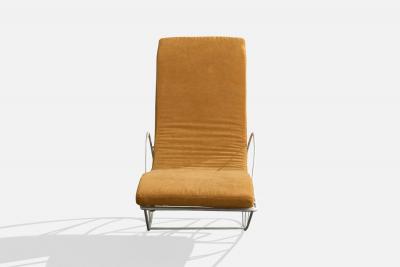 Brazilian Designer Chaise Longue with Iron and Velvet Brazil 1970s