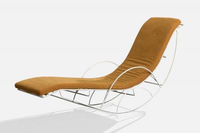 Brazilian Designer Chaise Longue with Iron and Velvet Brazil 1970s