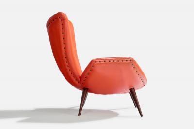 Brazilian Designer Lounge Chair with Leatherette and Wood Brazil 1950s