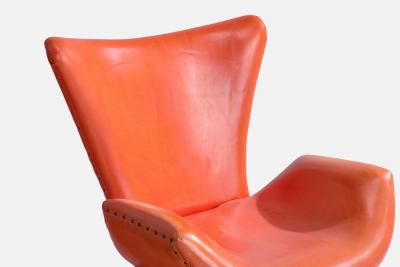 Brazilian Designer Lounge Chair with Leatherette and Wood Brazil 1950s