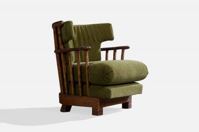 Brazilian Designer Lounge Chairs with Rattan and Fabric Brazil 1960s