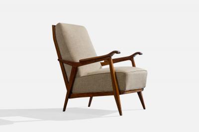 Brazilian Designer Lounge Chairs with Wood and Fabric Brazil 1950s