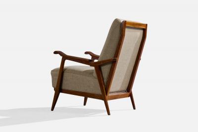 Brazilian Designer Lounge Chairs with Wood and Fabric Brazil 1950s