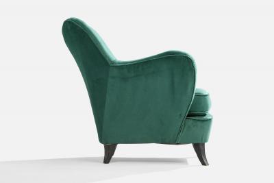 Brazilian Designer Lounge Chairs with Wood and Velvet Brazil 1950s