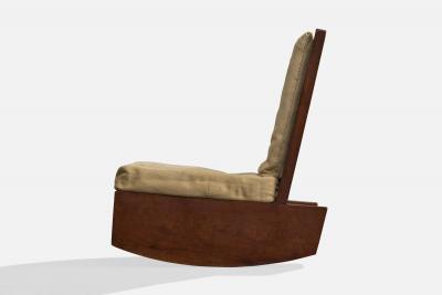Brazilian Designer Rocking Chair with Wood and Fabric Brazil 1970s