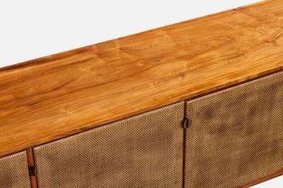 Brazilian Designer Sideboard with Wood Cane and Brass Brazil 1950s
