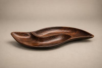 Brazilian Mid Century Modern Sculptural Platter in Solid Jacarand Rosewood