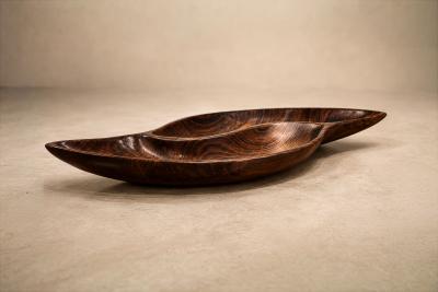 Brazilian Mid Century Modern Sculptural Platter in Solid Jacarand Rosewood