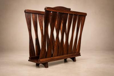 Brazilian Modern Magazine Rack in Solid Rosewood Jacarand Brazil c 1960s