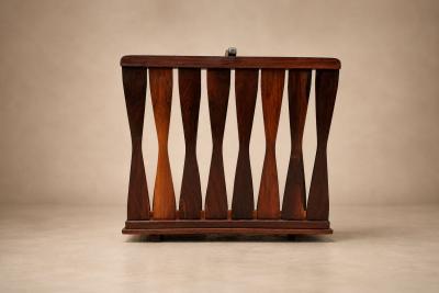 Brazilian Modern Magazine Rack in Solid Rosewood Jacarand Brazil c 1960s