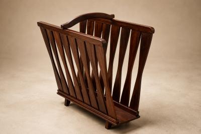 Brazilian Modern Magazine Rack in Solid Rosewood Jacarand Brazil c 1960s