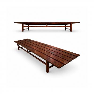 Brazilian Modern Slatted Bench in Rosewood Att to Joaquim Tenreiro 1960s
