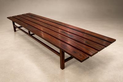 Brazilian Modern Slatted Bench in Rosewood Att to Joaquim Tenreiro 1960s