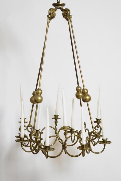 Bronze and brass 12 candles ceiling lamp 19th c 