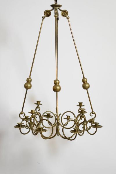 Bronze and brass 12 candles ceiling lamp 19th c 