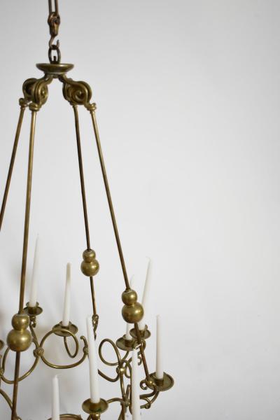 Bronze and brass 12 candles ceiling lamp 19th c 