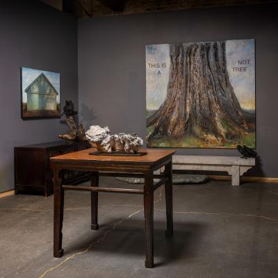 Burl Top Square Table