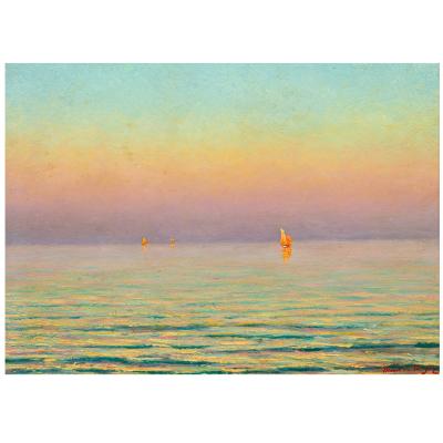 CHARLES ADELIN MOREL DE TANGUY Sailing at Sunset Adelin Morel de Tanguy