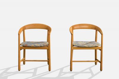 Carl Axel Acking Armchairs with Wood and Fabric Sweden 1960s