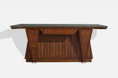 Carlo Enrico Rava Console Table with Walnut Mahogany Brass and Glass Italy