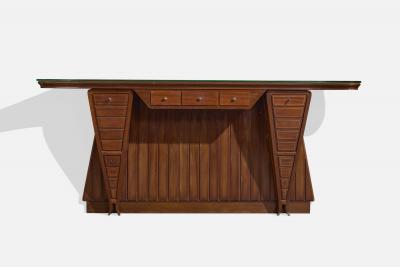 Carlo Enrico Rava Console Table with Walnut Mahogany Brass and Glass Italy