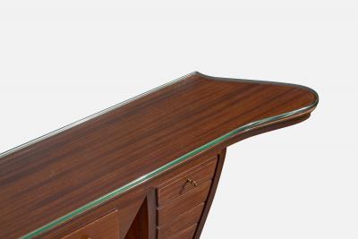 Carlo Enrico Rava Console Table with Walnut Mahogany Brass and Glass Italy