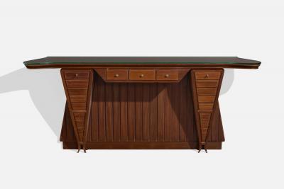 Carlo Enrico Rava Console Table with Walnut Mahogany Brass and Glass Italy