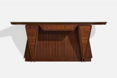 Carlo Enrico Rava Console Table with Walnut Mahogany Brass and Glass Italy