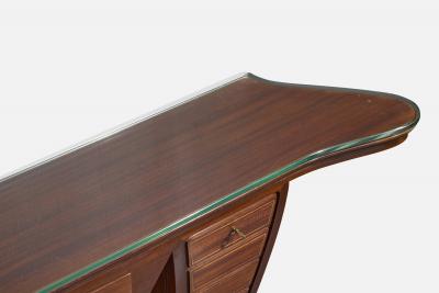 Carlo Enrico Rava Console Table with Walnut Mahogany Brass and Glass Italy