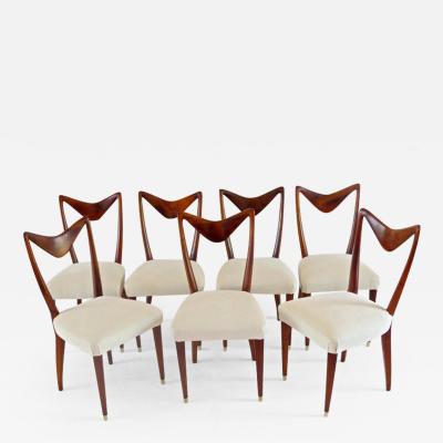 Carlo Enrico Rava Set of Seven Walnut Dining Room Chairs by Arch Carlo Enrico Rava Milano 1940