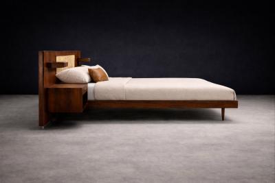 Carlo Hauner Carlo Hauner for Forma Rosewood Bed with Nightstands 1950s Lot 368 369A
