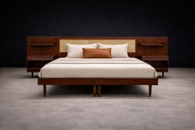 Carlo Hauner Carlo Hauner for Forma Rosewood Bed with Nightstands 1950s Lot 368 369A