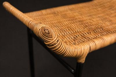 Carlo Hauner Pair of Caned Stools with Iron Frame by Carlo Hauner Forma Lot 851C