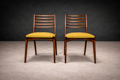 Carlo Hauner Set of 2 Chairs in Rosewood Yellow Linen Canvas Carlo Hauner Lot 254A