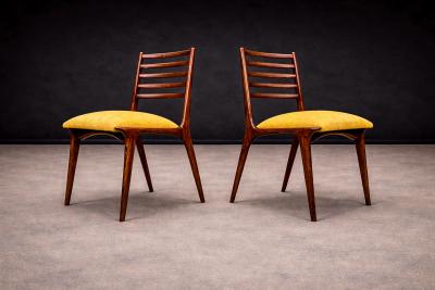 Carlo Hauner Set of 2 Chairs in Rosewood Yellow Linen Canvas Carlo Hauner Lot 254A