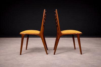 Carlo Hauner Set of 2 Chairs in Rosewood Yellow Linen Canvas Carlo Hauner Lot 254A