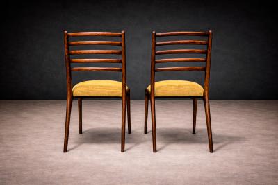 Carlo Hauner Set of 2 Chairs in Rosewood Yellow Linen Canvas Carlo Hauner Lot 254A
