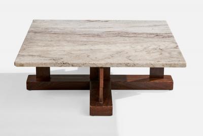 Celina Decoracoes Coffee Table with Wood and Marble Brazil 1960s