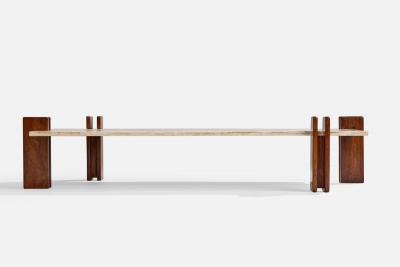 Celina Decoracoes Coffee Table with Wood and Marble Brazil 1960s