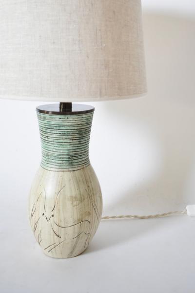 Ceramic lamp with a springbocks pattern 1950s 