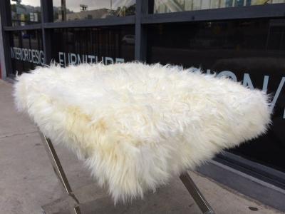 Charles Hollis Jones X Bench in White Angora by Charles Hollis Jones
