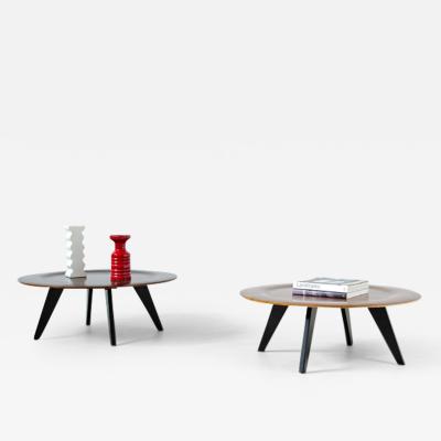 Charles Ray Eames Pair of coffee tables with rosewood top and ebonized wood legs 