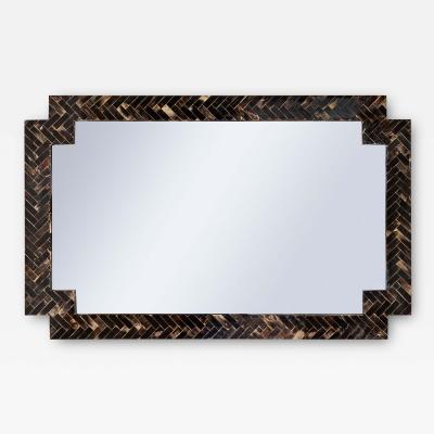 Chic Artisan Mirror in Tessellated Horn 1970s