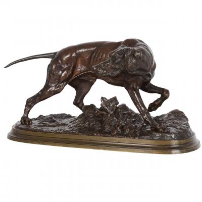 Chien Braque a la Feuille Pierre Jules Mene