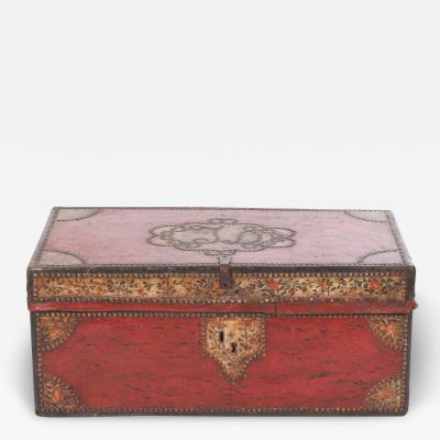 Chinese Export Leather Trunk c 1820
