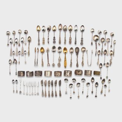 Collection of 80 Silver and Gilt Table Wares