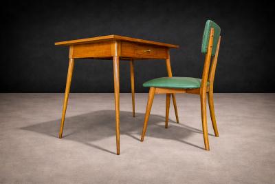 Console with Drawer and Chair in Hardwood Unknown 1950s Lot 732A